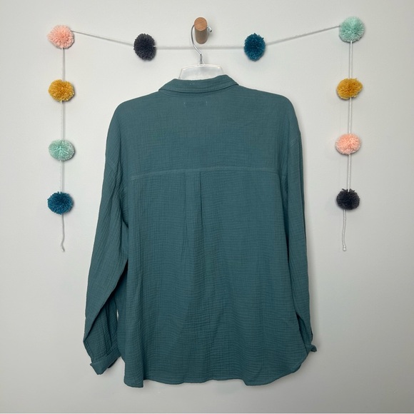 Madewell Lightspun Teal Painter Button Up Shirt - Picture 6 of 6